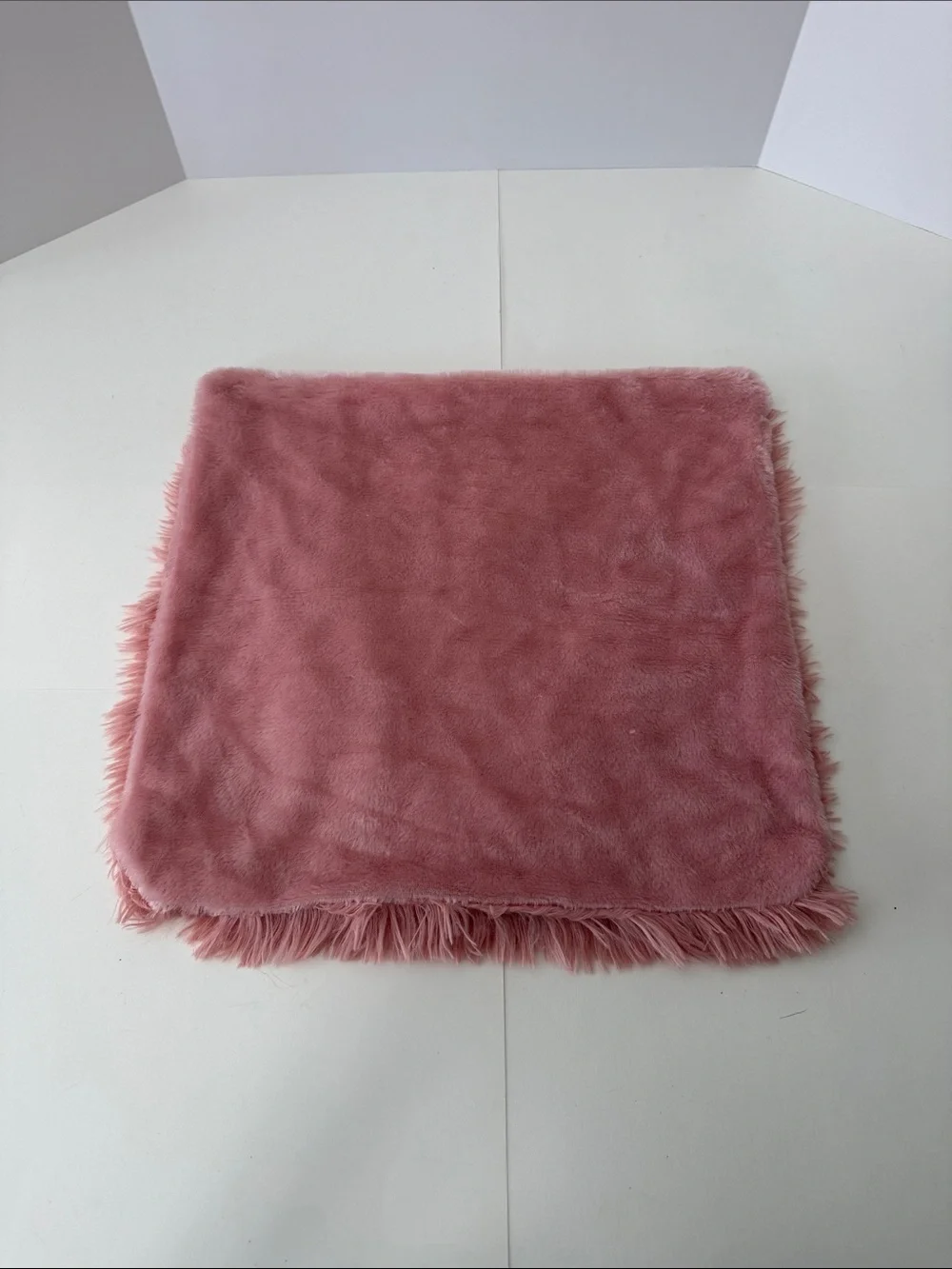 Blush Pink Faux Fur Square Pillow Cover